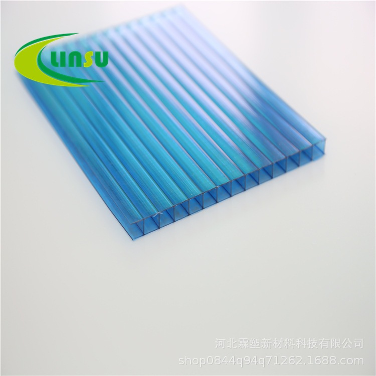湖蓝pc阳光板5mm车棚屋顶温室大棚阳光板材料中空十年双层