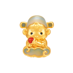 明牌珠宝硬金文昌君转运珠 黄金可爱手串足金情侣手绳串珠AFP1027