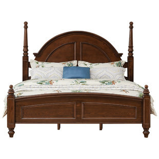 宜宝易森美式全实木床美式复古双人大床简美高端婚床气压储物床