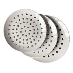 陶瓷圆形多孔蒸盘水果盘蒸海鲜蒸片蒸鱼盘蒸包子饺子盘沥水蒸格盘