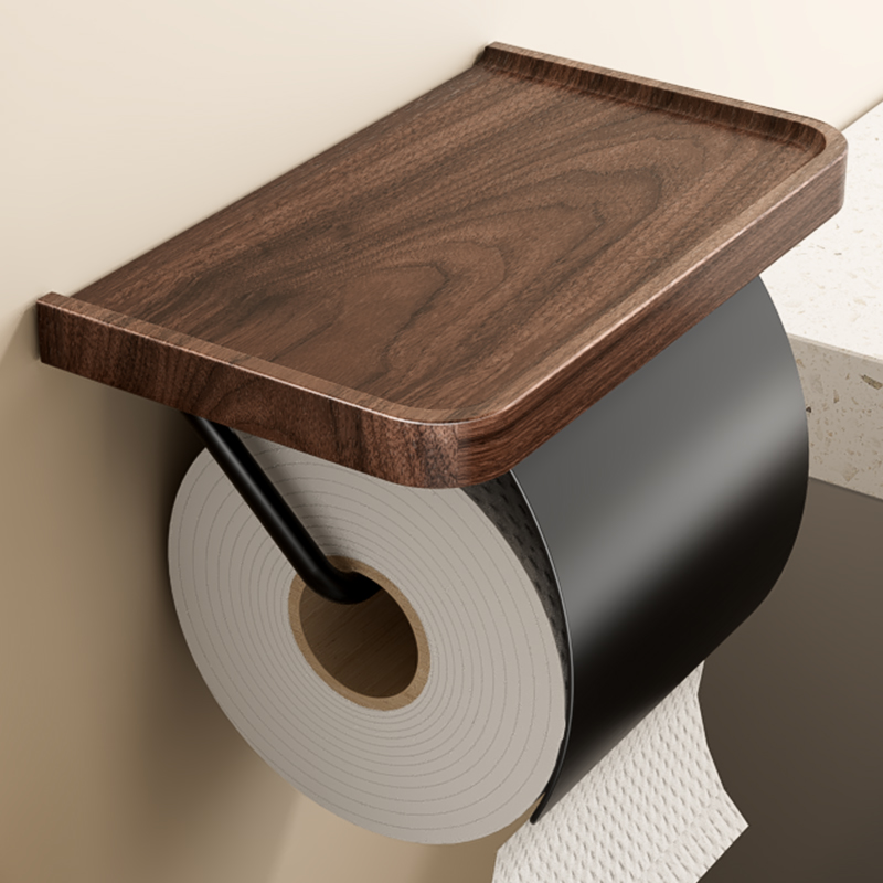 实木卷纸架厕纸挂架置物架免打孔卫生间纸巾盒挂壁式厕所手纸架