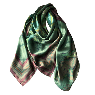 重磅真丝丝巾女拼接印第安人春秋季百搭桑蚕丝大方巾围巾披肩两用