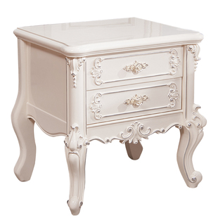 欧式实木床头柜美式豪宅别墅简约储物柜卧室收纳二斗抽屉床边柜子