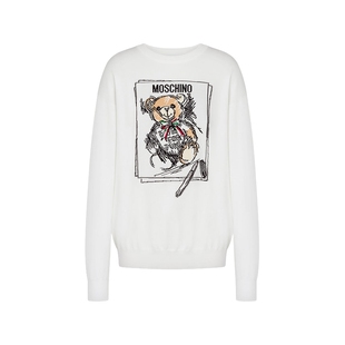 【礼物低至5折】Moschino/莫斯奇诺女士泰迪熊纯棉针织棉绒衫卫衣