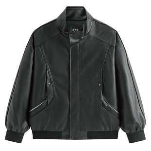 【商场同款】太平鸟男装 2025年冬季新款pu皮立领夹克B2BCF4119
