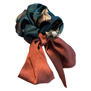 韩国高级感精致复古印花飘带发圈弹力发绳时尚扎高马尾蝴蝶结发饰