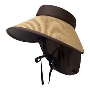 夏季户外防晒骑行大帽檐披肩防晒帽空顶防紫外线护颈披肩居家日用