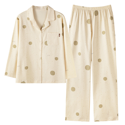 秋季拉架棉可外穿波点睡衣套装