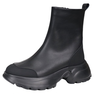 COMELY康莉2025新款厚底切尔西靴牛皮侧拉链烟筒靴短靴女KJB48911