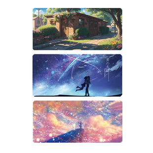 动漫鼠标垫超大号小号办公竞技游戏键盘垫桌垫可爱卡通风景男女生