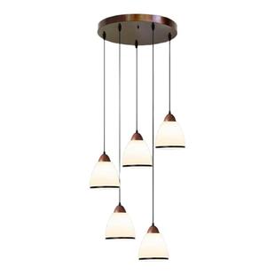 新款中式中古风格楼梯吊灯挑空复式楼楼梯间吊灯长线简约木艺吊灯