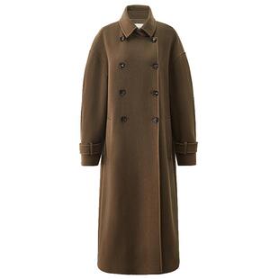 【季末折扣】欧时力 澳大利亚羊毛呢大衣排扣外套配领袢流行冬新