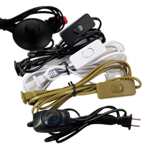 台灯开关白色开关电源双控壁灯调光黑色按键插头按钮脚踏电线带