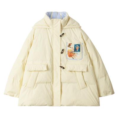 KEIKO 温柔感鹅黄色连帽棉服外套25冬季超好看加厚拼色棉袄面包服