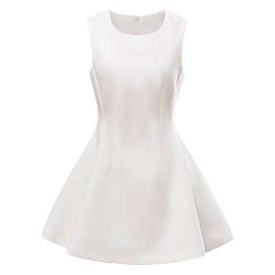 温柔风好版型圆领无袖连衣裙女