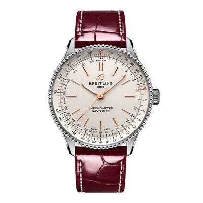 百年灵航空计时奶油色女士手表