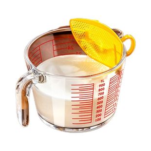 【带滤网】家用玻璃量杯带刻度耐高温大容量面粉计量杯打鸡蛋液杯