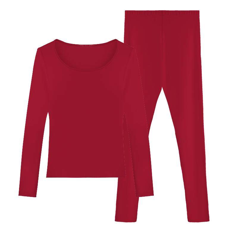 唯一俏发热黑科技肌底衣保暖内衣女款套装秋衣秋裤套装本命年红色
