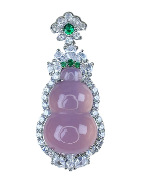 冰玉葫芦吊坠玉髓套装粉绿项链子