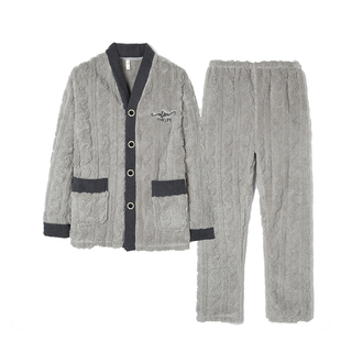 家居服男士睡衣秋款2025新款男秋季冬季高级感珊瑚绒男款加绒加厚