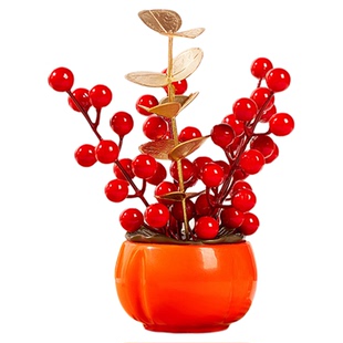 2026新年装饰品发财果桌面摆件柿子柿柿如意马年春节过年氛围布置