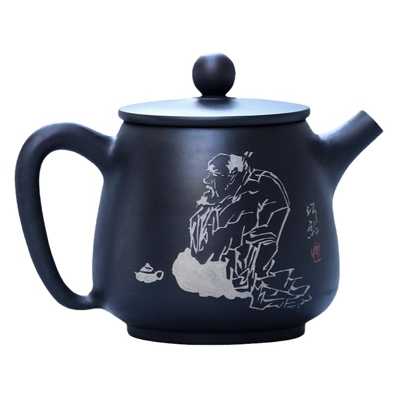 建水紫陶纯手高石瓢工功夫茶壶