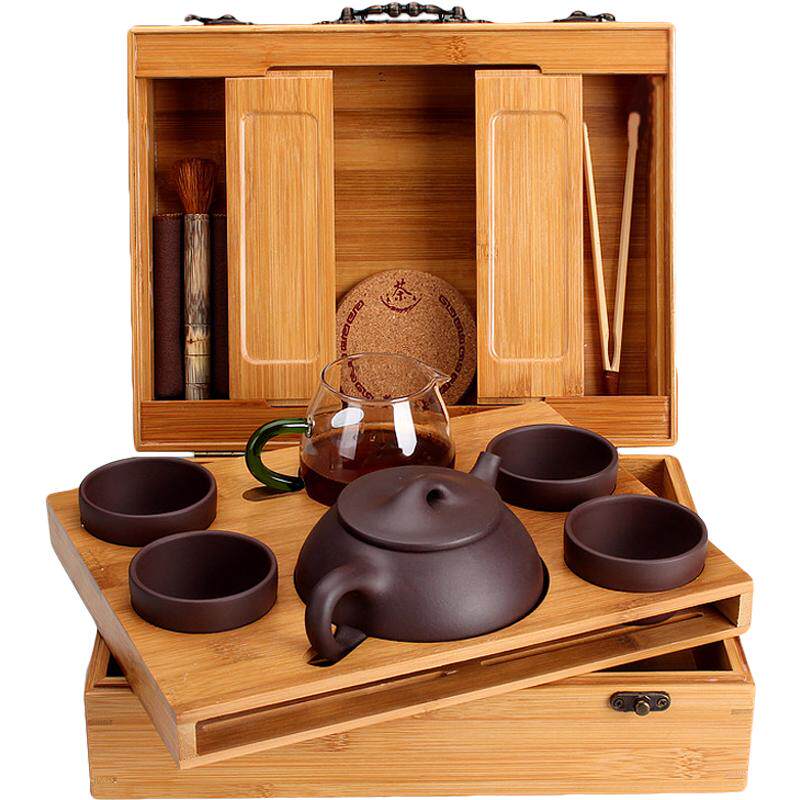 茗阳宜兴紫砂壶整套旅行茶具便携