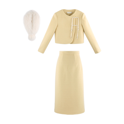 韩语琳空间毛呢外套两件套半身裙