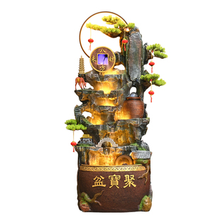 风水轮假山喷泉流水摆件招财聚宝盆循环水落地店铺乔迁开业贺礼品