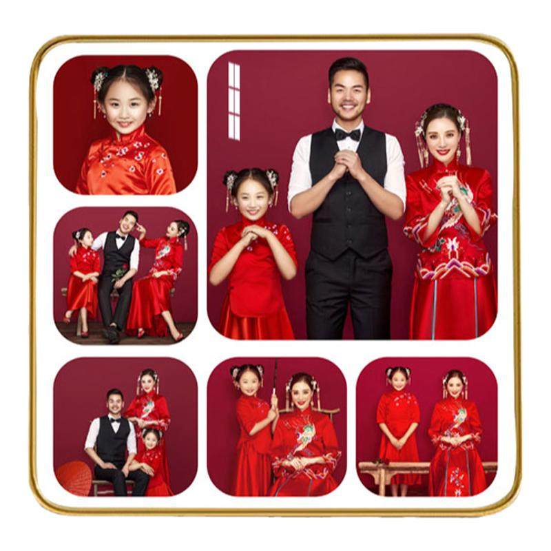 四九宫格正方形相框婚纱照全家福情侣儿童艺术照定制十寸水晶摆台