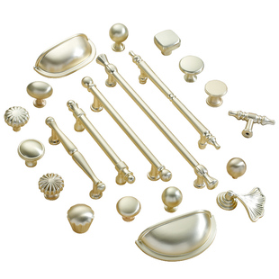 法式轻奢奶油风金色铜色柜门拉手现代简约橱柜衣柜门抽屉圆形把手