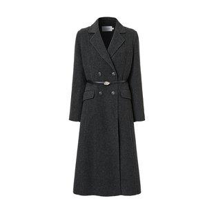VGRASS25秋冬新款超轻羊毛混纺气质长款毛呢大衣外套【WISH系列】