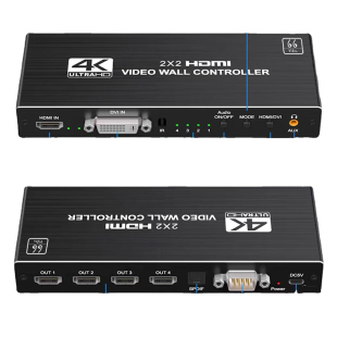 HDMI4K60Hz高清多屏宝1x2  2x1 2x2点对点拼接处理器倒装一进四出