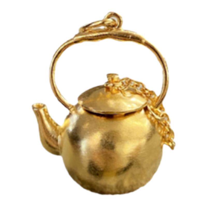 梵灵纯银镀金福字茶壶项链