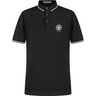 HW男装2026奢侈品春夏新款翻领半袖时尚修身休闲印花短袖POLO衫男