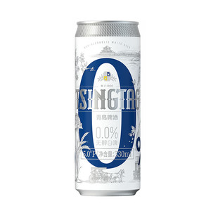 青岛啤酒无醇白啤330ml*6听纤体罐装全麦无酒精0度无醇啤酒正品