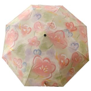 花序 |油画雨伞女晴雨两用小巧便携遮阳全自动太阳伞防晒防紫外线