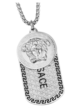 美人双牌男士欧美潮人钛钢项链