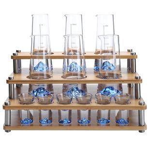 家用蓝色冰山白酒杯一口杯描金分酒器套装玻璃子弹小酒盅中式酒具