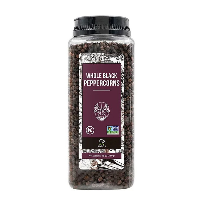 SOEOS黑胡椒粒进口特级大颗粒调味料家用西餐牛排大罐黑椒粒510g