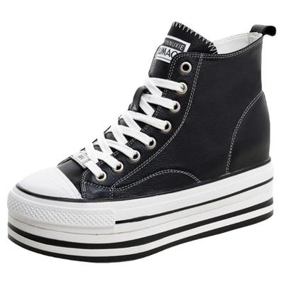 内增高8cm秋季休闲真皮高帮女鞋