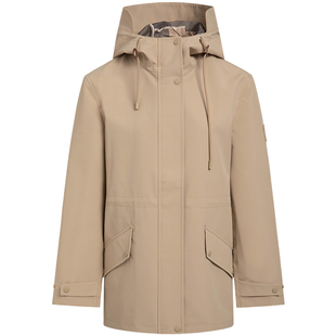 【挺括易打理】暇步士抽绳收腰中长款外套春季通勤休闲连帽风衣女