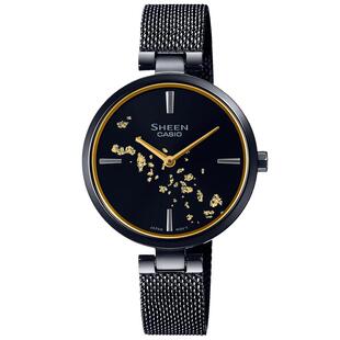 送礼卡西欧手表女新品防水金箔限量SHEEN超薄石英女表 SHE-C100