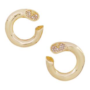 莉杭饰品AB鬼才设计师环形精致镀真金镶钻简约修饰艺术珐琅耳钉