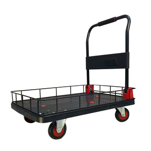 围栏小推车拉货平板车搬运车带护栏静音手推车家用折叠拖车小拉车