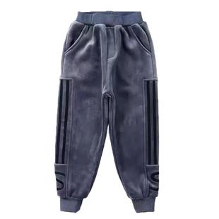 男童裤子加绒加厚秋冬款一体绒洋气中大儿童金丝绒休闲运动长裤潮