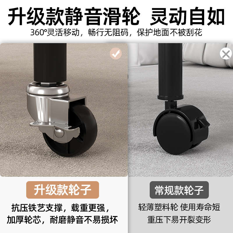 客厅可移动茶几沙发边几家用床边置物架小推车带轮新款阳台小圆桌