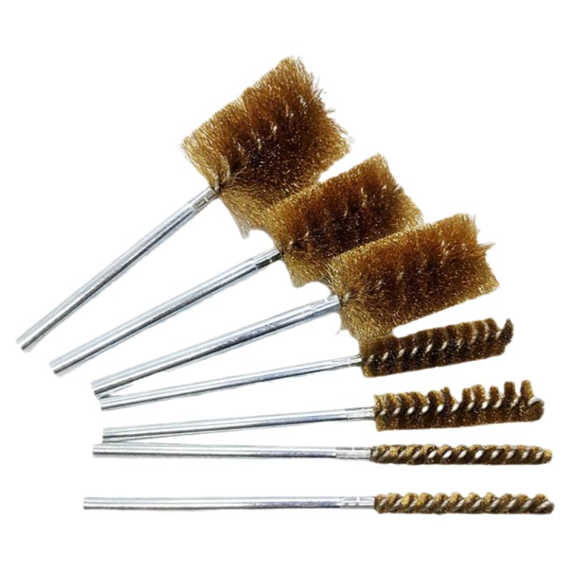 内孔钢丝刷 铜丝刷头 管道除锈刷 内管抛光刷 带棒毛刺圆孔钢丝刷