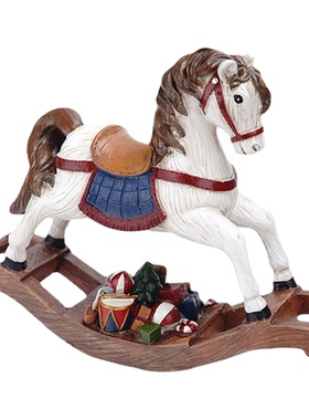 欧式复古儿童摇摆木马摆件模型大