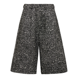 Petit Bari 率性洒脱廓型毛呢百慕大短裤 羊毛混纺宽松短裤